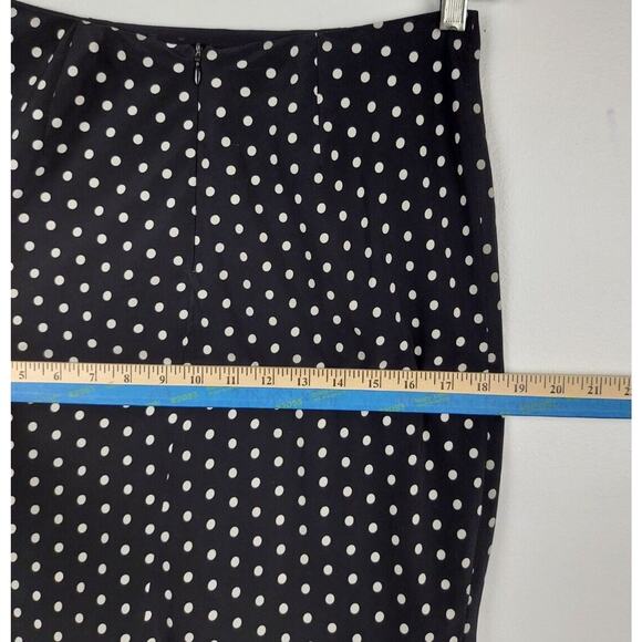 Evan Picón Women's Size 4 Ruffle Knee Length Pencil Skirt Black White Polka Dots - Picture 7 of 10